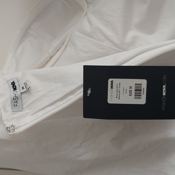 Fashion Nova Must Have Puff Sleeve Mini Dress Size Medium White NWT - Picture 13 of 16